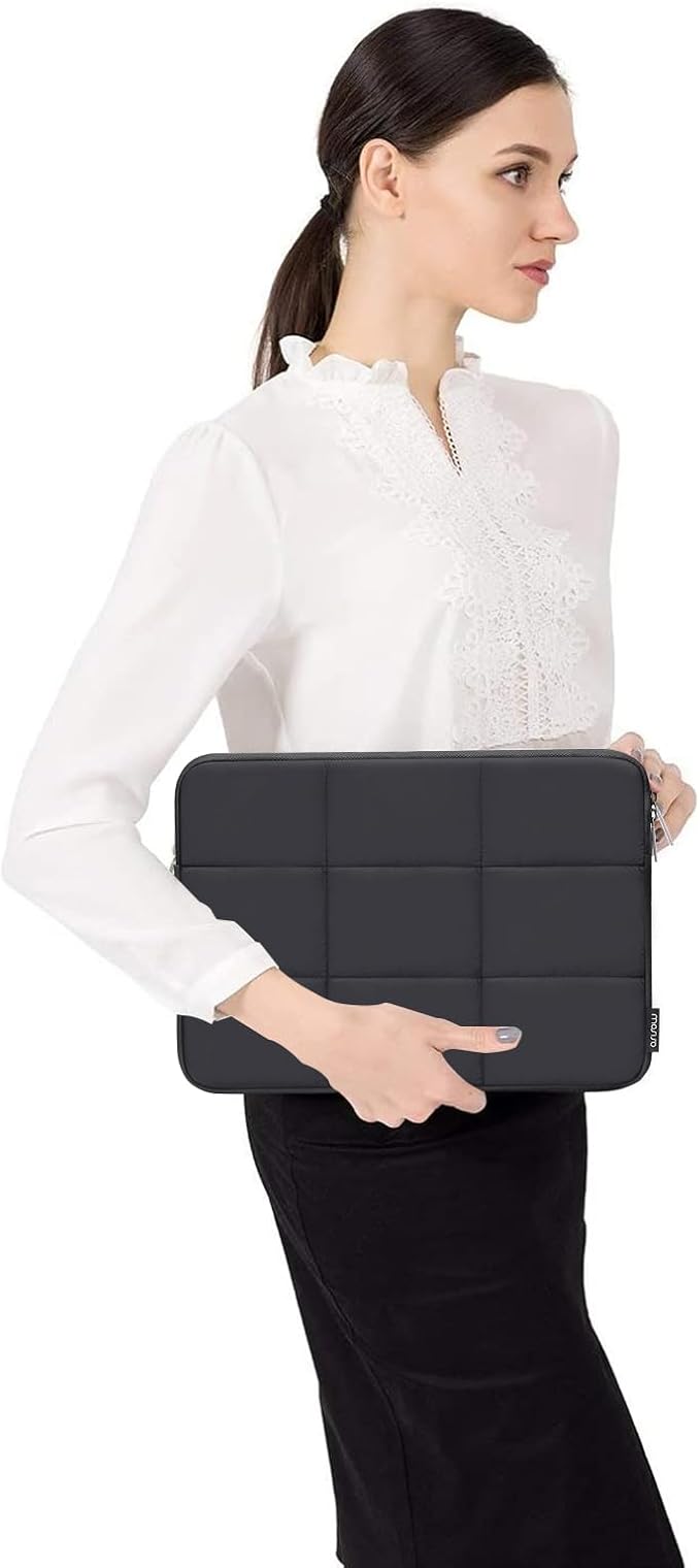 MOSISO Laptop Case 16 inch, 15-15.6 inch Puffy Laptop Sleeve Compatible with MacBook Pro 16 M4 M3 M2 M1,HP Acer Dell Lenovo ASUS Notebook, Rectangle Quilted Puffer Computer Bag for Women, Black