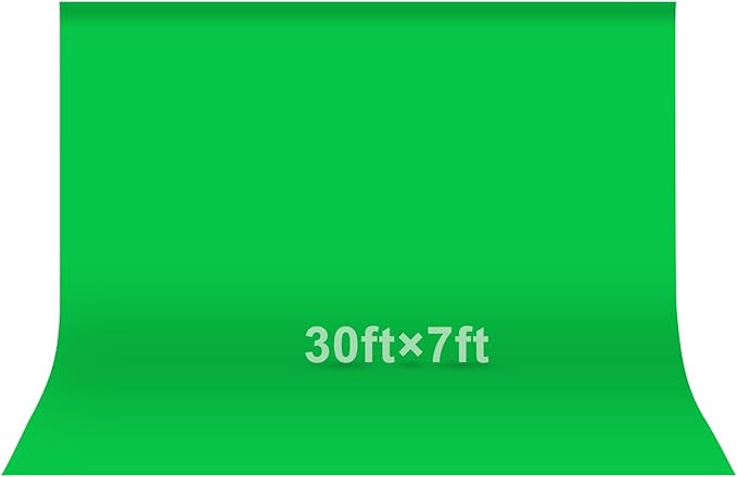 EMART Green Screen Photo Backdrop, 30x7 ft Photoshoot Backdrop Chroma Key Green Screen Polyester Cloth Fabric Curtain for Background Removal, Zoom Meeting, Photo Video Studio, Live Streaming