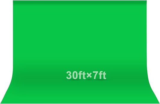 EMART Green Screen Photo Backdrop, 30x7 ft Photoshoot Backdrop Chroma Key Green Screen Polyester Cloth Fabric Curtain for Background Removal, Zoom Meeting, Photo Video Studio, Live Streaming