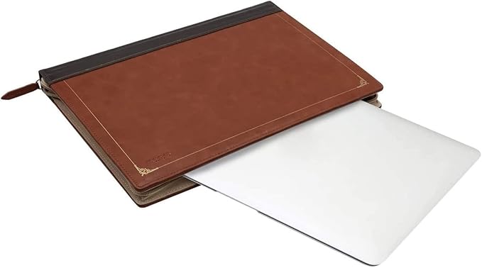 MOSISO Compatible with MacBook Air 13 inch Case A1466 A1369 Older Version 2010-2017 Release, PU Leather Laptop Sleeve Vintage Retro Zippered Portfolio Protective Case Cover, Brown