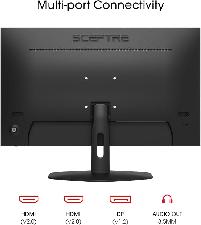 Sceptre 27-inch Prime Gaming Monitor 100Hz 1ms DisplayPort HDMI x2 100% sRGB AMD FreeSync Build-in Speakers, Eye Care Frameless Machine Black 2025 (E275W-FW100T Series)