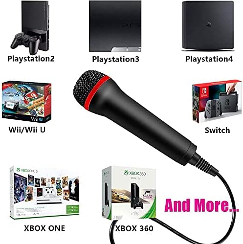 2Pack 13ft Wired USB Microphone for Rock Band, Guitar Hero, Let's Sing - Compatible with PS2, PS3, PS4, PS5, Switch, Wii, Wii U, Microsoft Xbox 360, Xbox One and PC