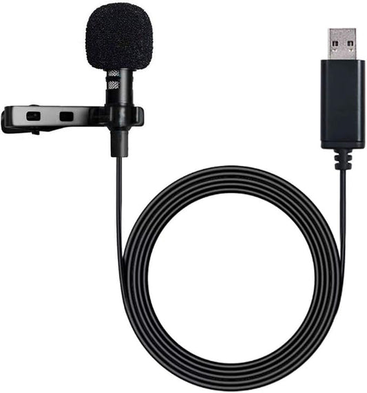 USB Microphone Lavalier Lapel Clip on Mic with 6.56ft Cable for Laptop, Computer, PC, Streaming Conferencing,Interviews, Online Singing, Skype, MSN, Audio Video Recording