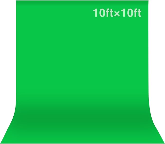 Green Screen Backdrop, 10x10 ft Photography Chromakey Greenscreen Background Sheet, Polyester Collapsible Green Backdrop Curtain for Streaming, Meeting, Photo Studio, Video Recording