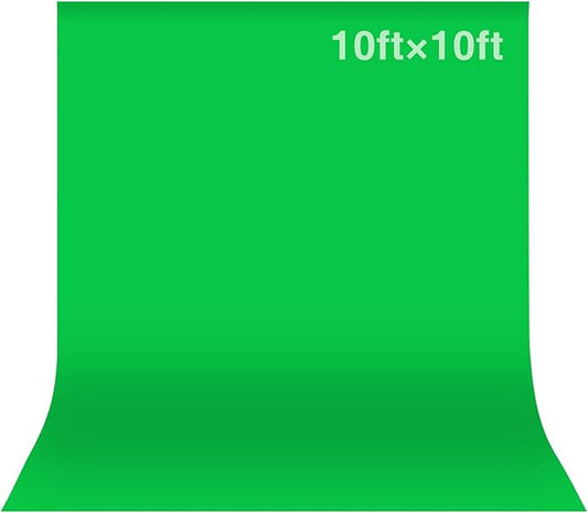 Green Screen Backdrop, 10x10 ft Photography Chromakey Greenscreen Background Sheet, Polyester Collapsible Green Backdrop Curtain for Streaming, Meeting, Photo Studio, Video Recording