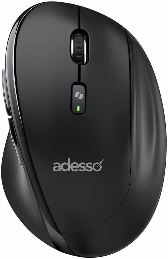 Adesso iMouse A60 Ergonomic Wireless Vertical Mouse, Bluetooth and 2.4GHz Dual Mode with USB-A Receiver, Copilot AI Hotkey, 3 Level DPI (1000/1600/2400), 6 Buttons, Right Hand for Windows