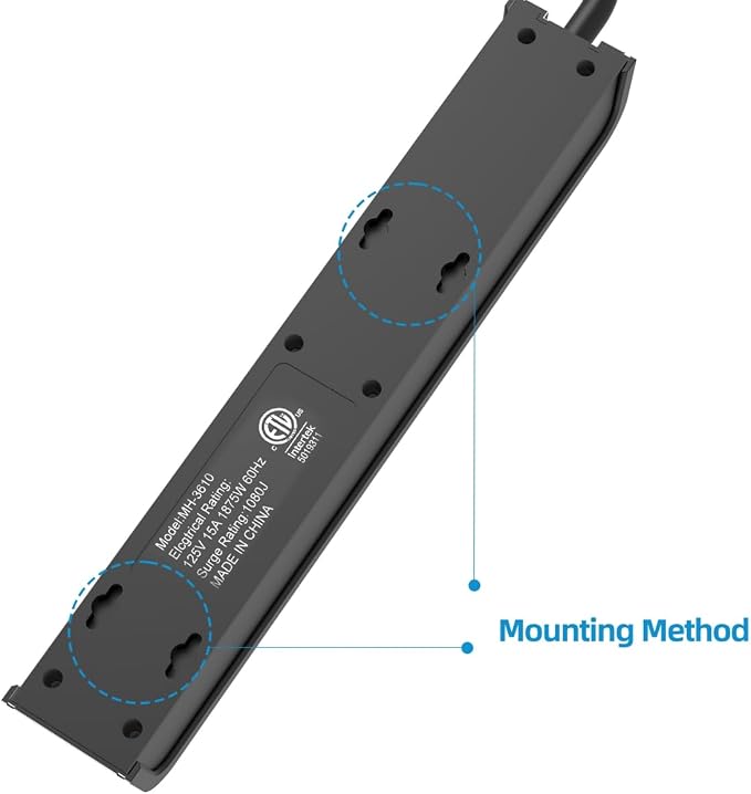 Power Strip Surge Protector, 4 Feet Extension Cord, 600 Joules Surge Protection, Multiple Protection 6 Outlet Strip, ETL Listed