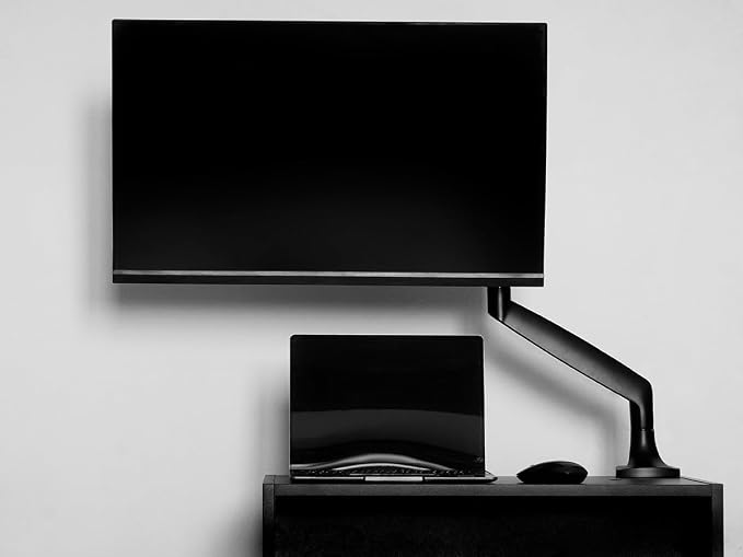 Monoprice Single Monitor Adjustable Gas Spring Desk Mount - Black, Supports Up to 34 inch Monitors, 19.8 LBS Display Weight, Smooth Full-Motion Black - Workstream Collection
