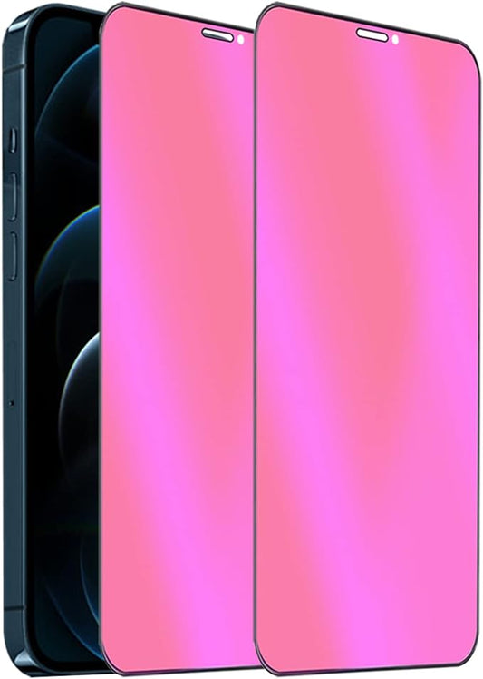 2 Pack Anti-Blue Privacy Tempered Glass Suit for iPhone 12 Pro Max Mirror Anti-Spy Screen Protector Anti-Peeping Film Electroplated Gradient Colorful 9H Hardness Anti-scratch 6.7 inch