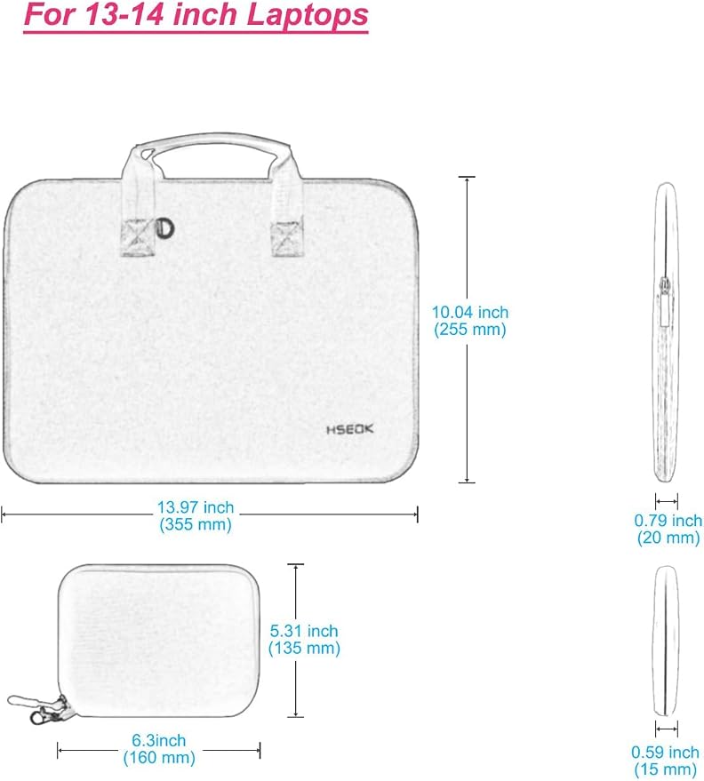 Hseok Elastic Laptop Case 13.3-14 Inches Sleeve with Small Case, Neoprene Carrying Bag Compatible with MacBook Neo 14, MacBook Pro 14 M5/M4/M3/M2/M1, XPS 14 and Most 13.3-14 Notebooks,P02K01