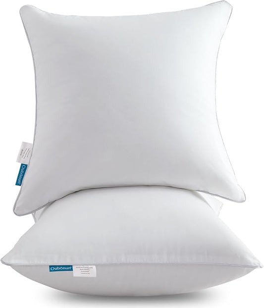 Oubonun 24x24 Square Pillow Inserts (Set of 2) - 100% Cotton Cover - Decorative Interior Sofa Pillow Pair - White