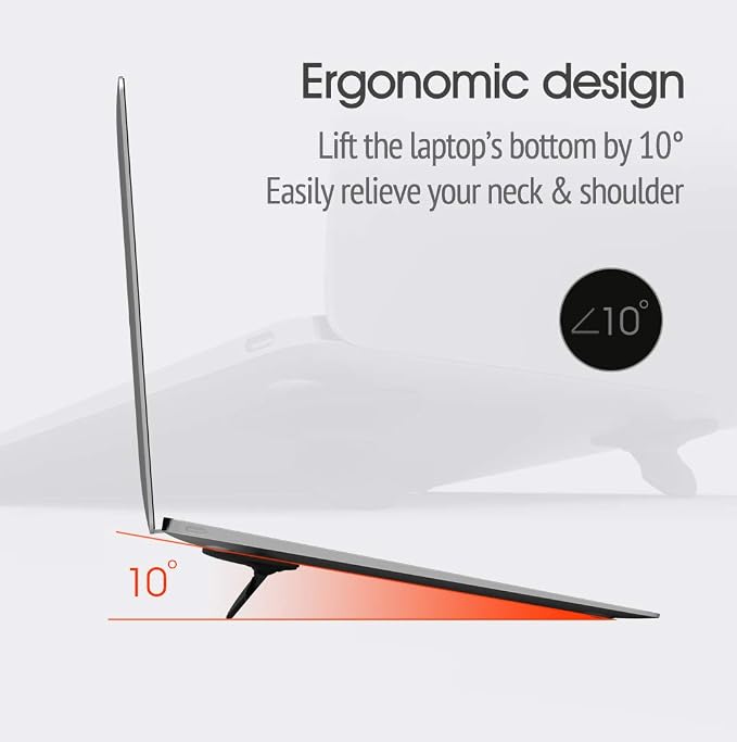 CQ Portable Invisible Laptop Stand for Desk, Ergonomic Computer Keyboard Riser Stand, 2PCS Repeatable Self-Adhesive Laptop Feet, Mini Foldable Laptop Cooling Pad