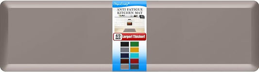 4/5 Inch Thick Kitchen Mat - Cushioned Anti Fatigue Mats for Kitchen Floor - Easy to Clean, Waterproof, Non-Slip Kitchen Rug for Sink, Office, Kitchen (30''x108'' Khaki)