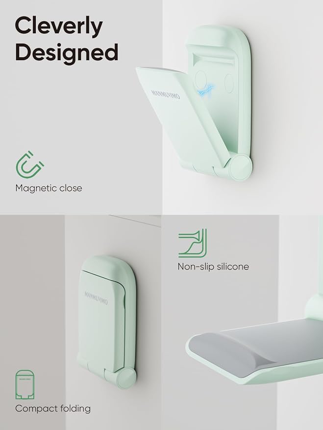 MAMUVIMO Headphone Stand, Headset Stand Foldable ＆ Sticky, Headphone Holder Hook Mount with Non-Slip Silicone, Adhesive Earphone Desk Hanger Clip Space-Saving for Airpods Max, All Earphones- Green