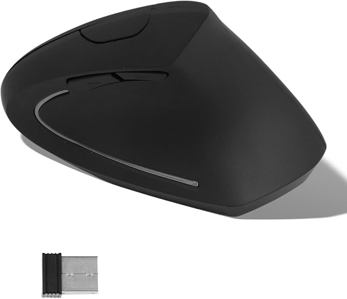 Vertical Mouse for Gaming and Work, 2.4G Wireless Lighted Mouse with Adjustable DPI, Battery Operated