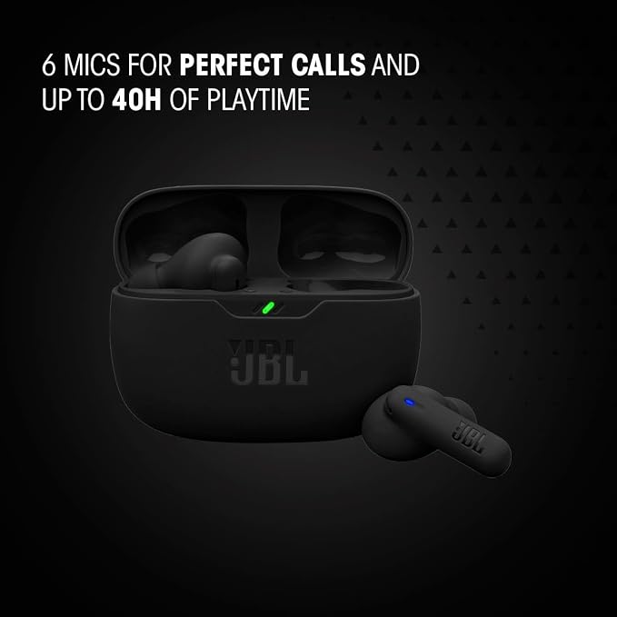 JBL Vibe Beam 2 - True Wireless Noise Cancelling Earbuds with JBL Pure Bass Sound & Smart Ambient Technology, 4mics for Crisp, Clear Calls, up to 40Hrs of Playback, IP54 Dust & Water Resistant (Blue)