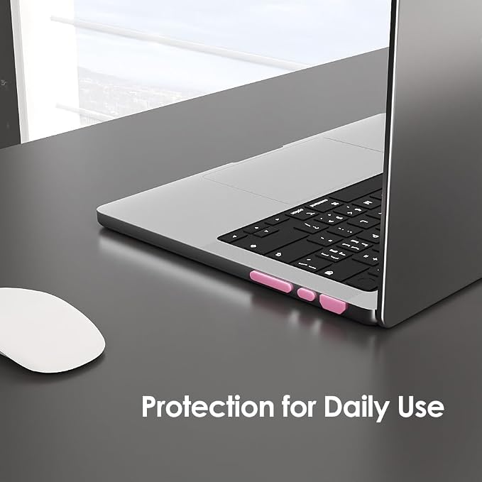 ProElife 7 Pcs Anti Dust Dirt Plug Cups Set for 2026-2021 MacBook Pro 14.2 inch 16.2 inch M5 M4 M3 M2 M1 Pro/Max & 2026 MacBook Neo 13 inch A18 Pro Accessory Silicone Anti Dirt Protective Cover (Pink)
