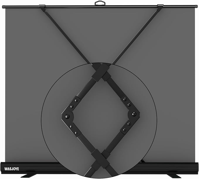 WASJOYE Large Collapsible White Backdrop Screen - 81.5 x 79 in Portable Retractable Photo Background with Stand for Projector Video Conference, Live Broadcasting Photographic Studio, Streaming