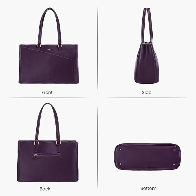 LOVEVOOK Laptop Bag for Women 15.6 Inch Tote Bags Waterproof Leather Briefcase Computer Women Business Office Work Bag,Mulberries Purple