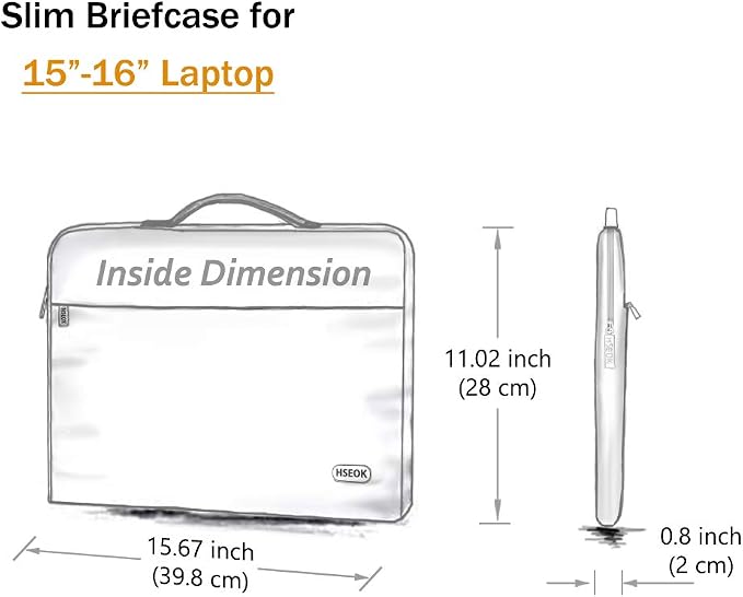 Hseok Laptop Sleeve 15.6-16 Inch Case Briefcase Compatible with MacBook Neo 16, MacBook Pro 16 M5/M4/M3/M2/M1, MacBook Air 15 M5, XPS 16 and Most 15.6-16 Notebooks,B01K01