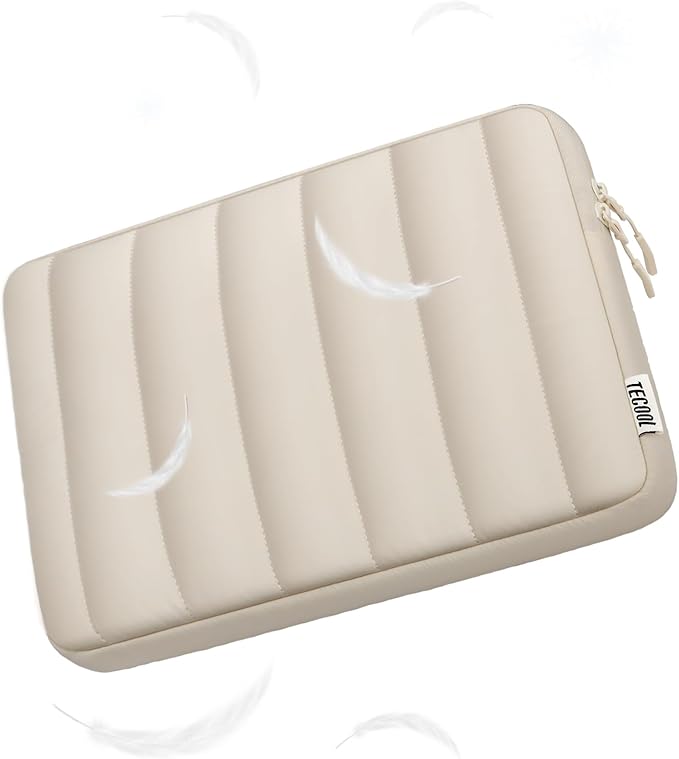 TECOOL Puffy Laptop Case 16 inch,Laptop Sleeve 16 inch for 16 inch Notebook MacBook Pro 16" Lenovo Thinkpad HP Acer Asus Dell Chromebook,Protective Waterproof 16 Inch Sleeve with Small Case,Beige