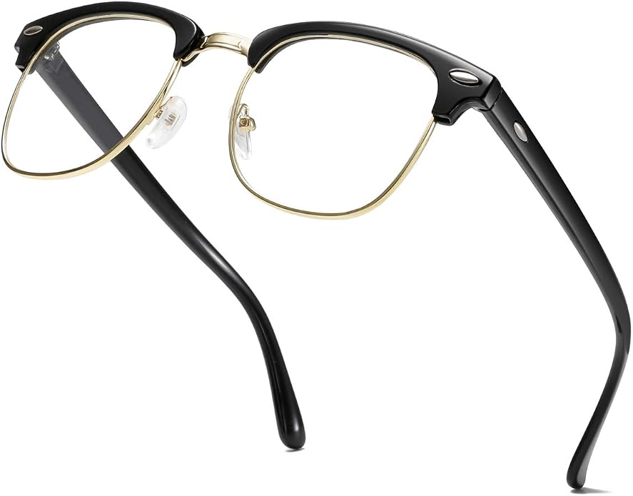 Fashion Vintage Classic Semi-Rimless Half Frame Clear Lens Glasses