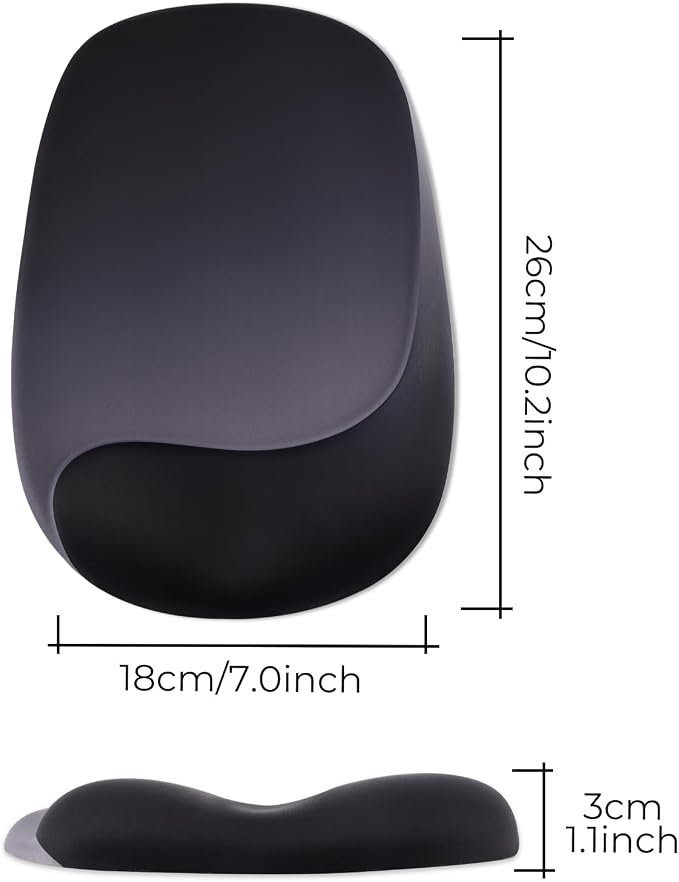 Mouse Pad with Wrist Rest Support, Ergonomic Mousepad with Comfortable Gel Cushion, Gaming Mouse Pad with Non-Slip PU Base, Relieve Pain Relief, for Home Office Computer Laptop, Black