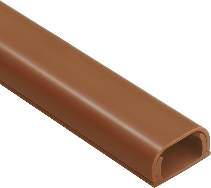 ZhiYo Wire Covers for 2 Cords, 43.7in Cord Hider on Wall Mounted, Brown Cord Cover Kit, TV Cable Cover Cable Concealer for Extension Cord, Ethernet Cable, Speaker Wire, 0.7in(W) x 0.4in(H)