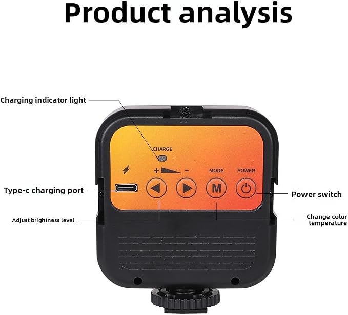 RGB LED Video Light, Portable Photography Fill Lighting with 3 Cold Shoe Mounts, 2000mAh Rechargeable Pocket Vlog Light 2500K-9000K for DSLR Camera, Gopro, Sony, Nikon, YouTube TikTok