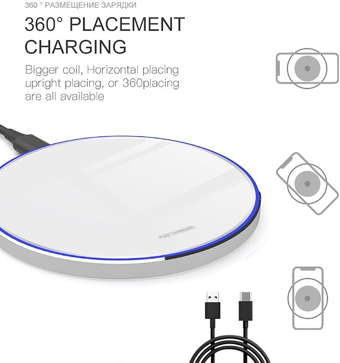 Fast Wireless Charger,20W Max Wireless Charging Pad Compatible with iPhone 17/17 Pro/17 Pro Max/17 Air/16/15/14/13/12/X,AirPods;FDGAO Induction Charge Mat for Samsung Galaxy S25/S24/S23