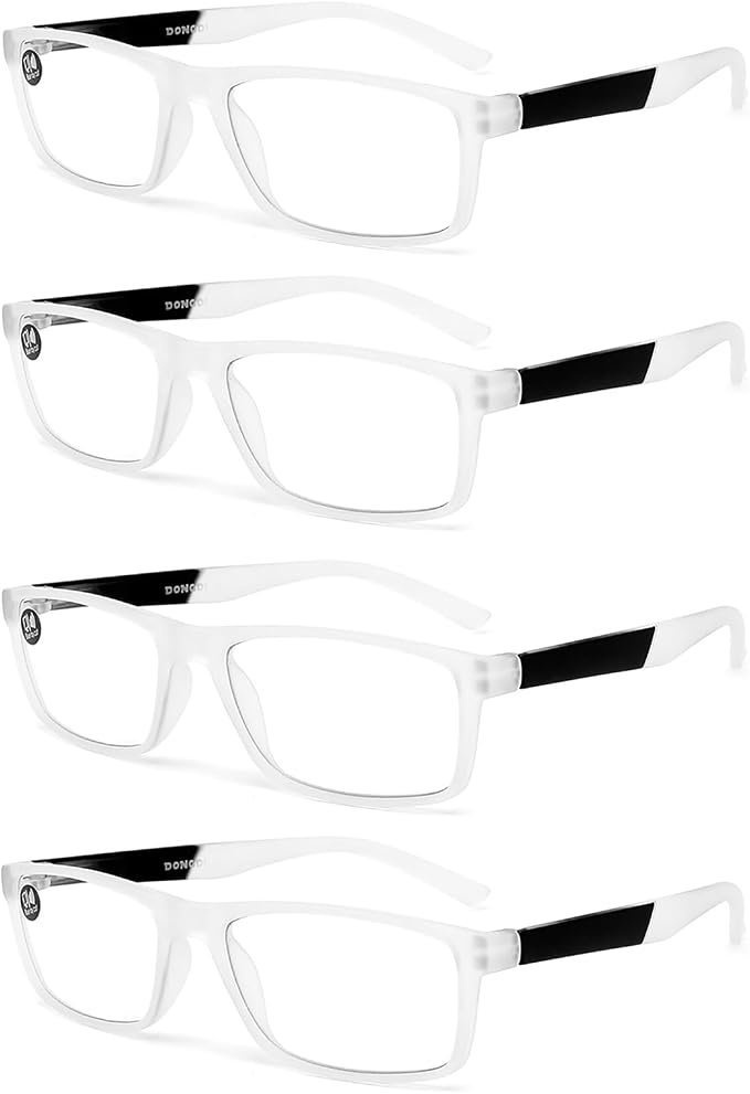 Blue Light Blocking Reading Glasses 4 Pack Computer Readers for Women Men,Anti Glare UV Ray Filter Eyeglasses… (4pack-white, 3.50)