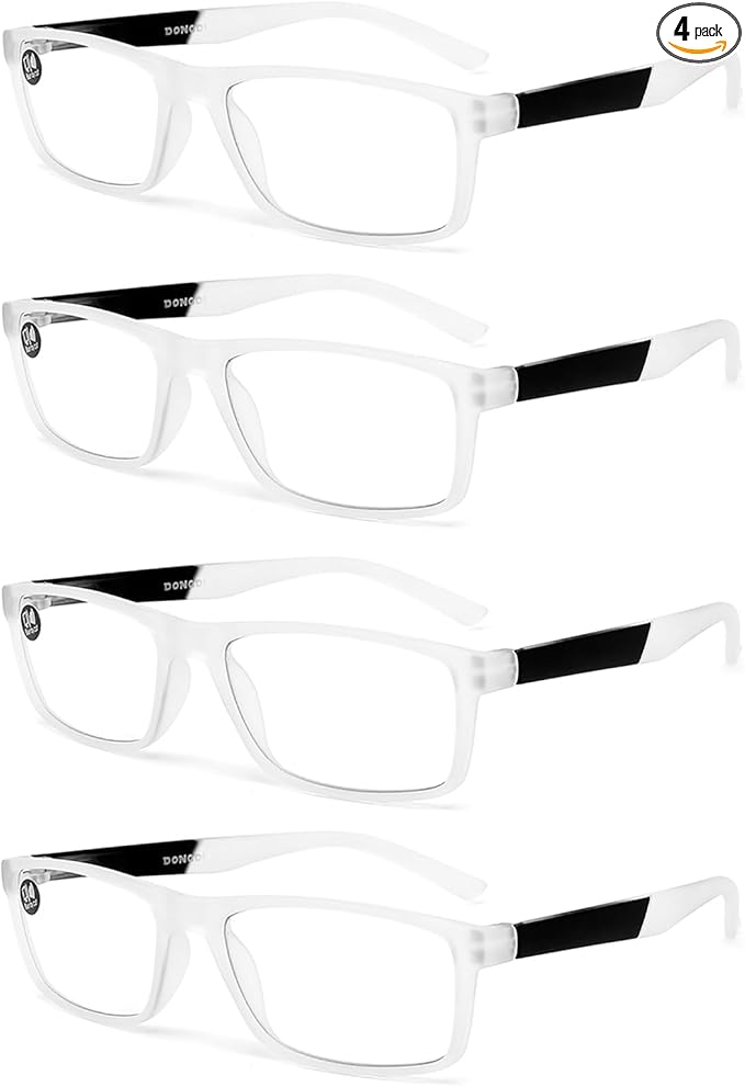 Blue Light Blocking Reading Glasses 4 Pack Computer Readers for Women Men,Anti Glare UV Ray Filter Eyeglasses… (4pack-white, 1.50)