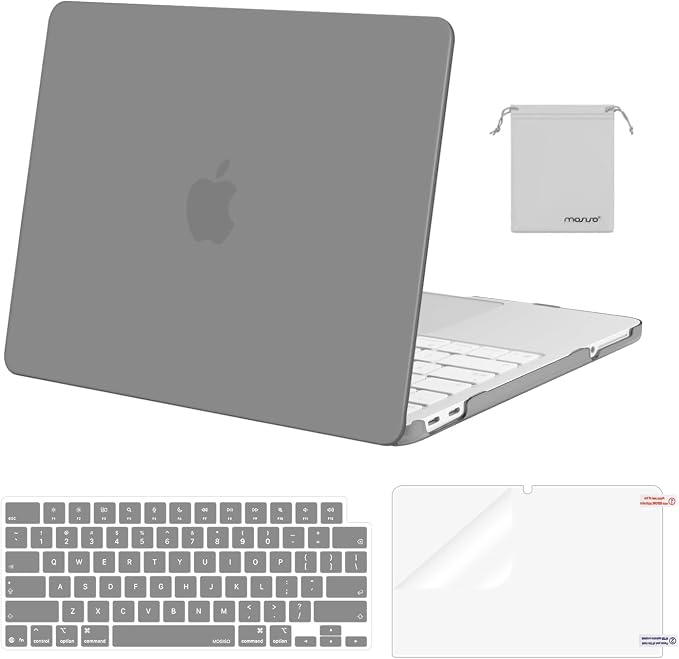 MOSISO Compatible with MacBook Neo Case 13 inch 2026 Release Model A3404 with A18 Pro Chip, 4 in 1 Kit Precision Fit Crack & Scratch Resistant Protective Hard Shell Case Cover, Gray