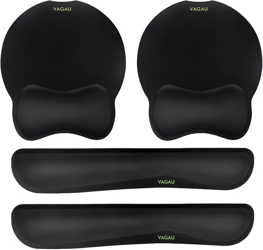 VAGAU Premium Keyboard Wrist Rest and Mouse Pad Wrist Support, Ergonomic Memory Foam Set for Office, Laptop, Mac, Computer and Gaming, Comfortable Typing &Wrist Pain Relief (2 Pack)