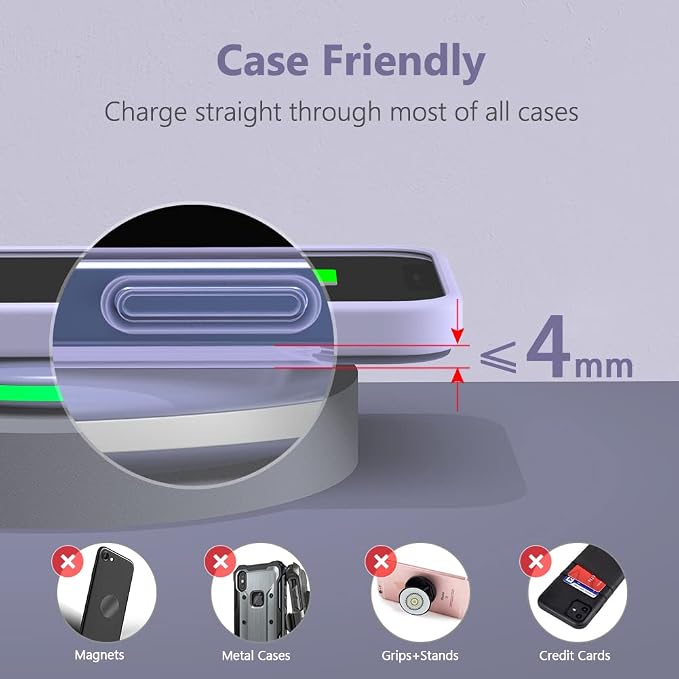 Yootech Wireless Charger,10W Max Wireless Charging Pad Compatible with iPhone 17/17 Pro/17 Pro Max/Air/16/15/14/13/SE 2022/12/11,Samsung Galaxy S25/S24/S23,for AirPods Pro 3(No AC Adapter)