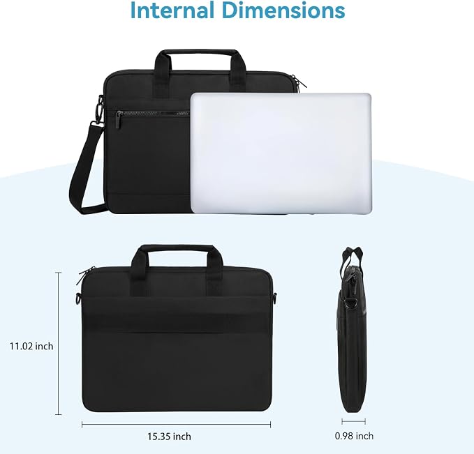 LANDICI 360° Protective Laptop Bag Case 15.6-16 Inch with Shoulder Strap, Waterproof Computer Sleeve Cover for MacBook Pro 16, Acer HP Lenovo Dell ASUS Laptop, Slim Briefcase for Men Women, Black