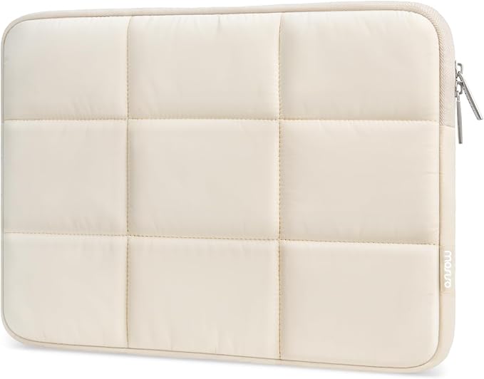 MOSISO Laptop Case 16 inch, 15-15.6 inch Puffy Laptop Sleeve Compatible with MacBook Pro 16 M4 M3 M2 M1,HP Acer Dell Lenovo ASUS Notebook, Rectangle Quilted Puffer Computer Bag for Women, Sand