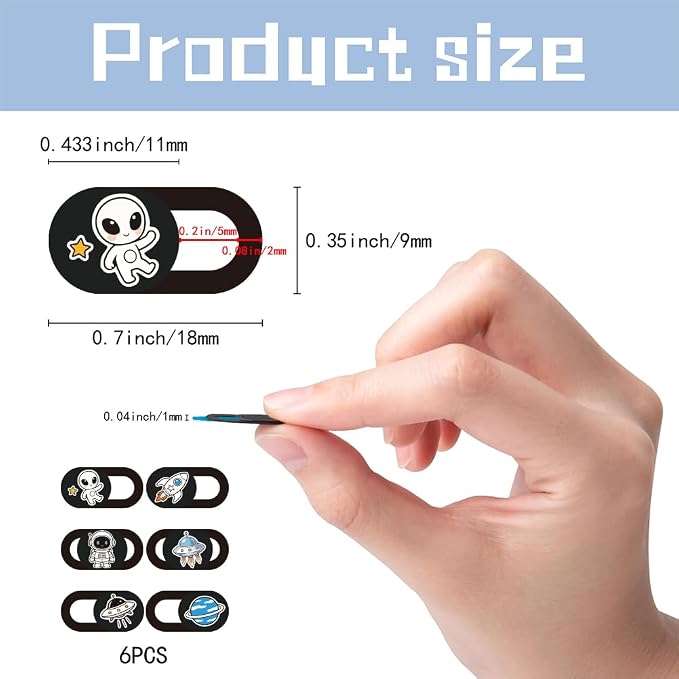 6Pcs 6 Styles Alien Spaceship Cute Laptop Camera Cover Privacy Guard Accessories, 0.04 Inch Thin Camera Privacy Blocker for Laptop Desktop Computer Tablet Notebook Mini PC Home Office Use