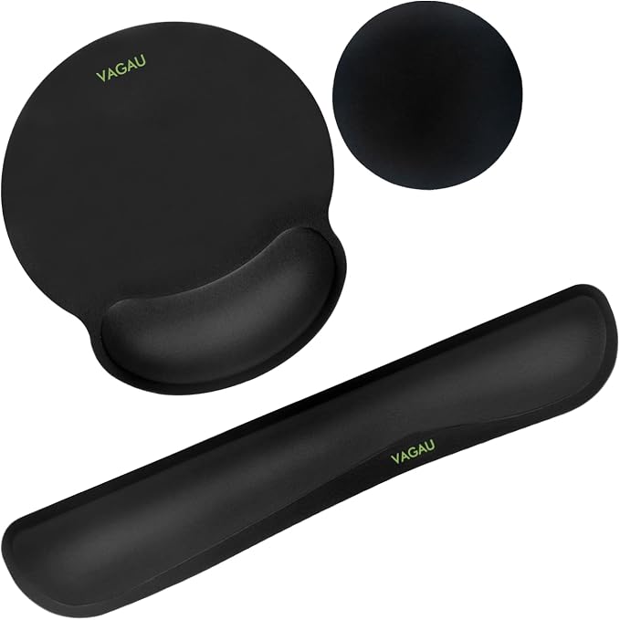 VAGAU Premium Keyboard Wrist Rest and Mouse Pad Wrist Support, Ergonomic Memory Foam Set for Office, Laptop, Mac, Computer and Gaming, Comfortable Typing &Wrist Pain Relief