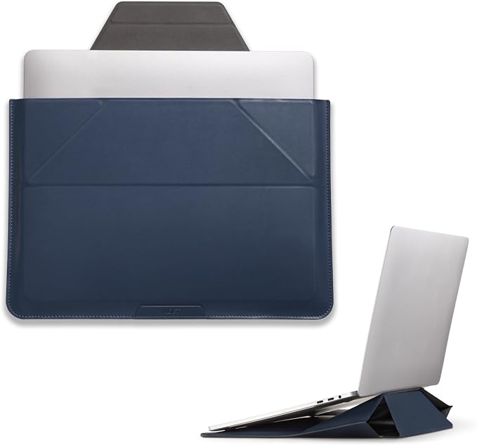 MOFT Laptop Carry Sleeve, 2-in-1 Laptop Bag & Stand for 16" MacBook Air/Pro & Dell/HP/Lenovo/Asus, Stylish Slim Computer Sleeve Bag with Expandable Storage for Computer Accessories, Deep Blue