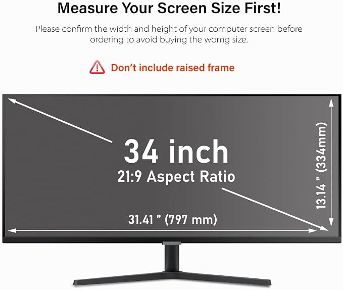 34 Inch Computer Privacy Screen Filter for 21:9 Ultra-Wide Aspect Ratio Widescreen Monitor - Anti Glare Blue Light Filter, Screen Protector - Made in Korea