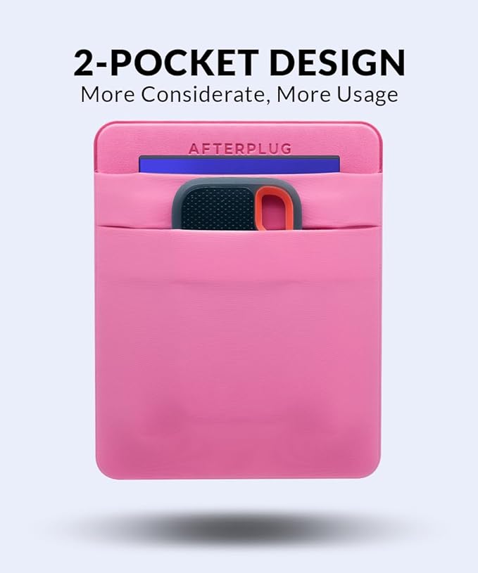 2-Pocket Adhesive Hard Drive Holder for Laptop, Stick-On Pocket Pouch for External Portable SSD, HDD, Slim Mouse and Cables (Large - Fits SSD & 2.5" Drives)