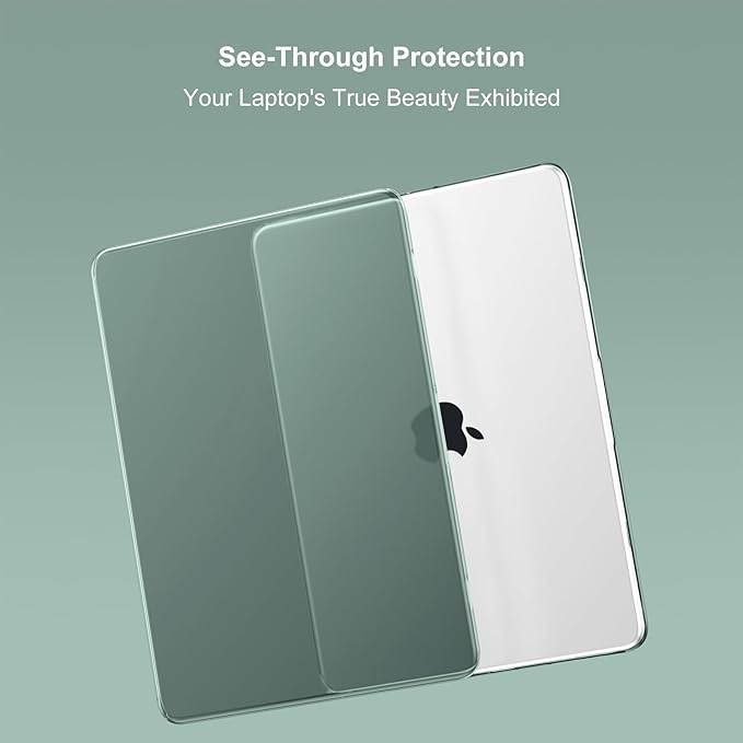 MOSISO Compatible with MacBook Air 13 inch Case M5 2026 M4 2025 M3 M2 2024-2022 A3449 A3240 A3113 A2681, Hard Shell&Keyboard Cover&Screen Film&Type C for MacBook Air 13.6 inch Case, Emerald Green