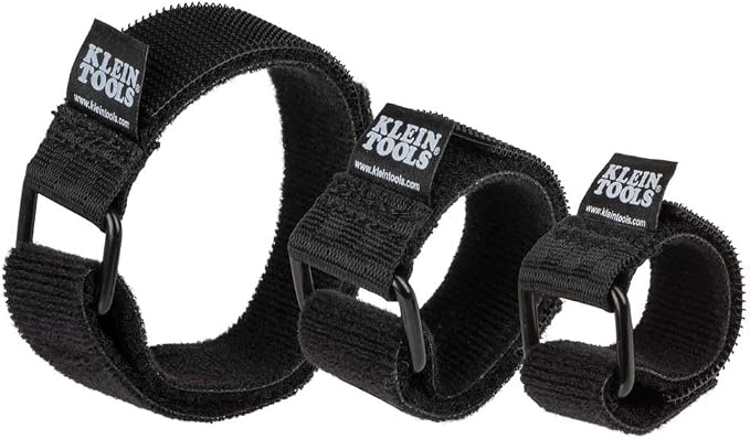 Klein Tools 80071 Industrial Cable Management Kit, 50-Pound Tensile Strength Zip Ties, Hook and Loop Cinch Straps, 3-Piece Multi-Size Pack