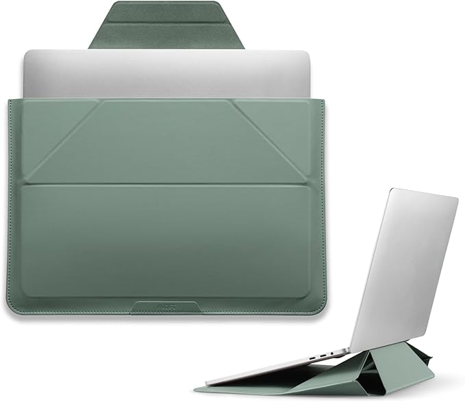 MOFT Laptop Carry Sleeve, 2-in-1 Laptop Bag & Stand for 13" MacBook Air/Pro, MacBook Neo & Dell/HP/Lenovo, Stylish Slim Computer Sleeve Bag with Expandable Storage for Computer Accessories, Seafoam