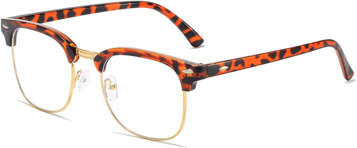 Fashion Vintage Classic Semi-Rimless Half Frame Clear Lens Glasses
