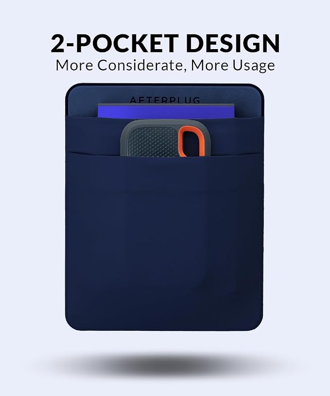 2-Pocket Adhesive Hard Drive Holder for Laptop, Stick-On Pocket Pouch for External Portable SSD, HDD, Slim Mouse and Cables (Large - Fits SSD & 2.5" Drives)