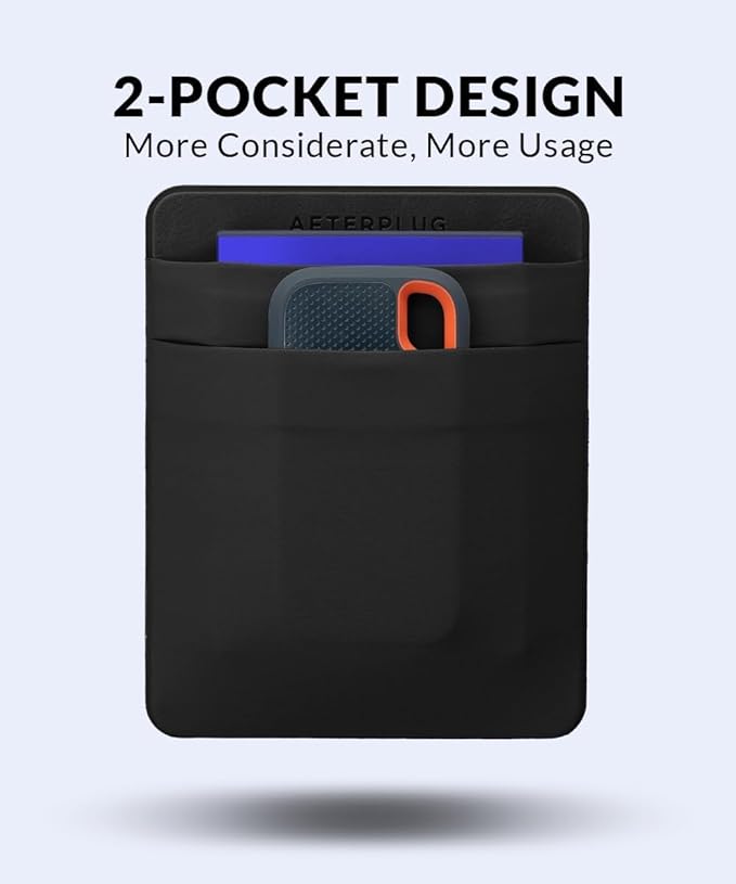 2-Pocket Adhesive Hard Drive Holder for Laptop, Stick-On Pocket Pouch for External Portable SSD, HDD, Slim Mouse and Cables (Large - Fits SSD & 2.5" Drives)