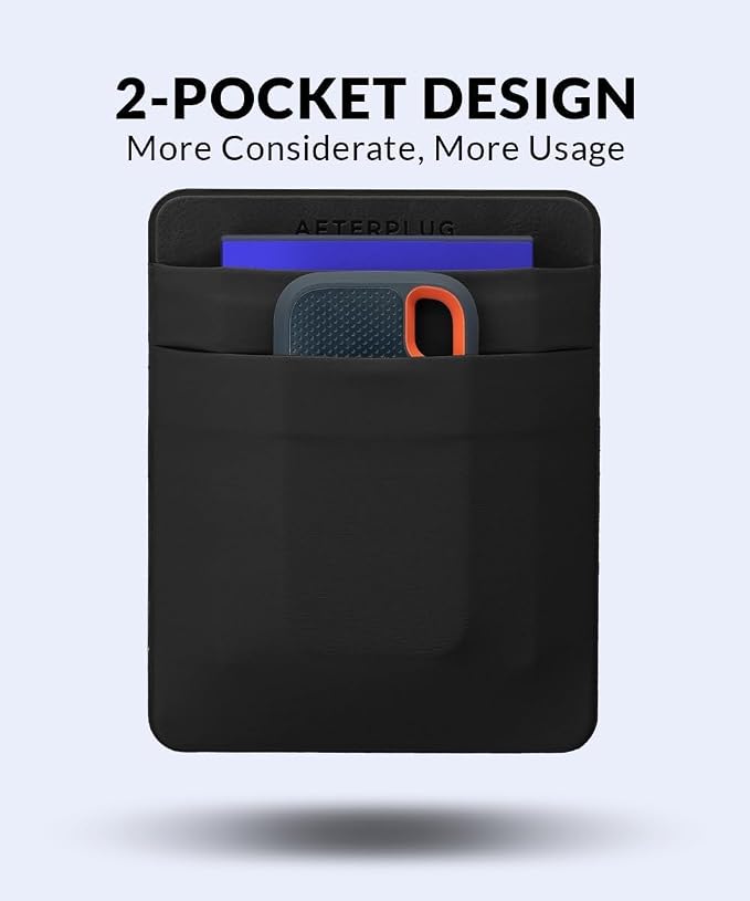 2-Pocket Adhesive Hard Drive Holder for Laptop, Stick-On Pocket Pouch for External Portable SSD, HDD, Slim Mouse and Cables (Large - Fits SSD & 2.5" Drives)