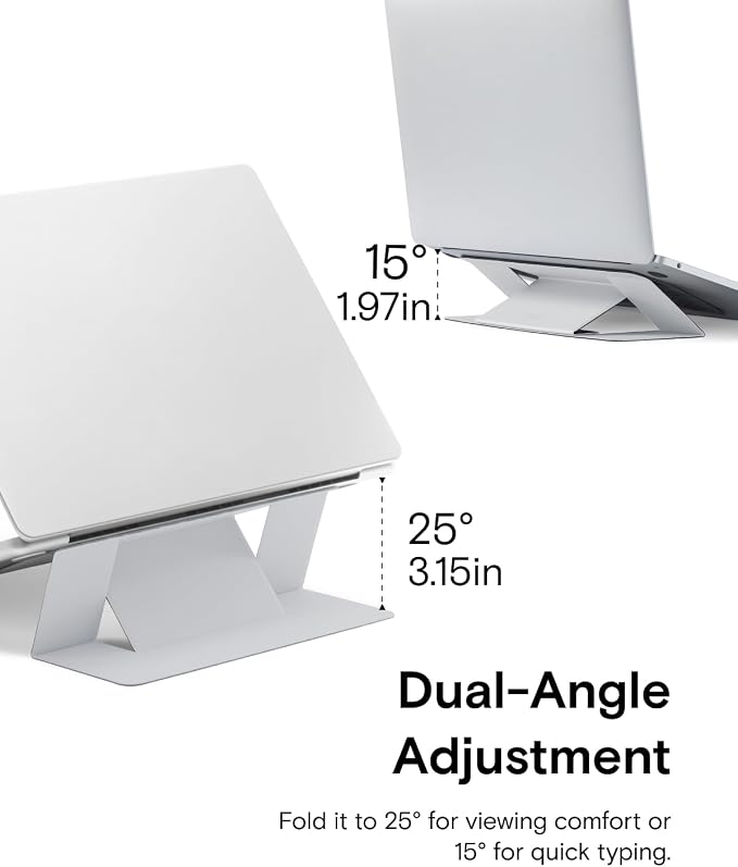 MOFT Laptop Stand for Desk, Adhesive MacBook Computer Stand with 2 Adjustable Viewing Angles, Foldable and Portable Laptop Riser Compatible with 11"-16" Laptops, Misty Cove(Adhesive Version)